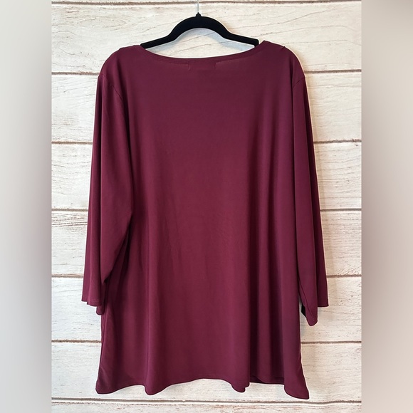 Diana Belle 3X Burgundy Top with Gold Chain Detail Office Church Wedding Formal - Picture 2 of 5